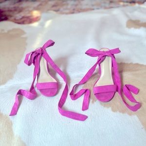 Wild Diva | Pink Ankle Tie High Heeled Sandals | Size 8